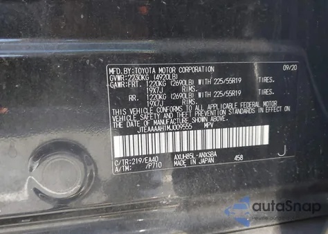 2021 Toyota Venza Limited z USA, uszkodzony, nr VIN JTEAAAAH1MJ009555